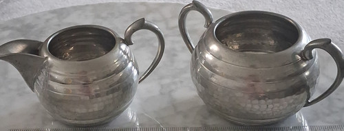 Vintage hand beaten pewter - beaten,