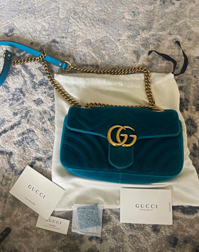 Gucci marmont blue quilted - gucci,