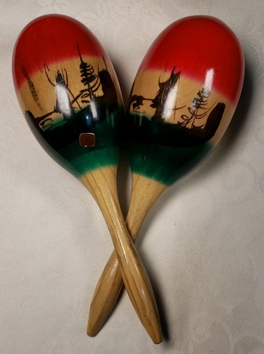 Maracas mexican hand painted - maracas,