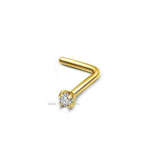 Nose stud gold prong shape - nose,