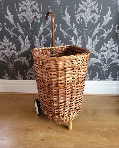 Vintage basket wicker trolley - wicker,