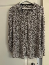 White Stuff wolf grey/white print shirt blouse size 16