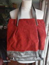 Beautiful Red Suede And Silver Leather Lupo Handbag.