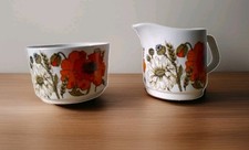 Vintage J&G Meakin Studio - Orange Poppy Pattern - Milk / Cream Jug & Sugar Bowl