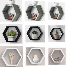 Floating Wall Shelf Hexagonal Set of 3 Storage Rack Book Hanging Shelf Honeycomb