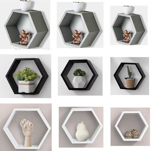 Floating wall shelf - floating, hexagonal