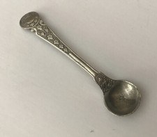 Antique 8cm Venetian Ivy Leaf Silver Plate Condiment Salt Mustard Spoon Cutlery