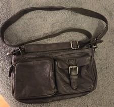 Ladies Grey Leather Shoulder