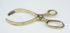 L. Antique Solid Brass Polished Fireplace Tongs - Fireside Tongs - Scissor Tongs