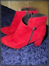 Marco Tozzi Red Suede Ankle