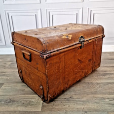 Retro Vintage Metal Steamer Trunk Blanket Box Storage Chest Planter Industrial