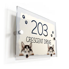 Siberian Husky Dog Puppy Cream Acrylic House Sign/Plaque - Personalised