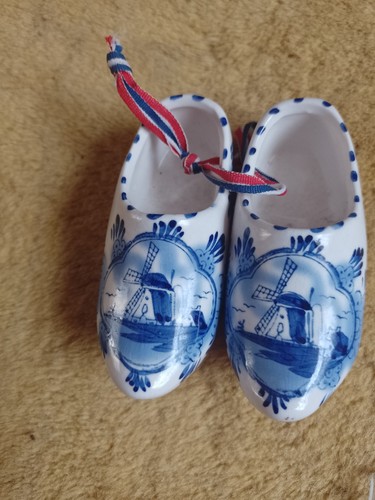 Pair decorative delft clogs - delft,