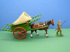 BRITAINS VINTAGE PRE WAR LEAD HOME FARM SERIES #4F TUMBREL CART CARTER & SACKS