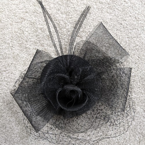 Black rose fascinator birdcage - black,