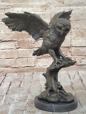 Bronze Marble Base Owl Bird