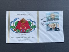 1974 Falkland Islands FDC Stamp Cover 'Winston Churchill' Centenary.