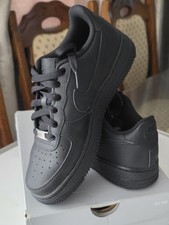 NIKE AIR FORCE 1 LOW BLACK LEATHER TRAINERS UK 5 EUR 38 GREAT CONDITION