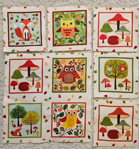 Fox owl hedgehog fabric - hedgehog,
