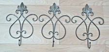 THREE LARGE SHABBY CHIC WALL HOOKS FOR COATS, HATS, SCARVES, DOG LEAD, KEYS ETC.
