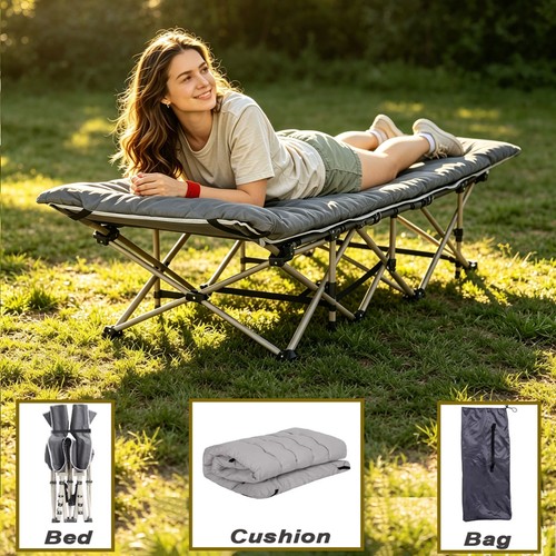 Single camping cot with - with, thick