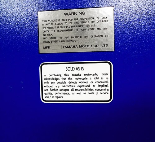 Yamaha warning decal set - , yz