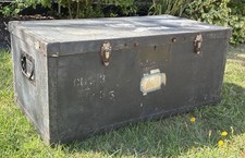 Military Campaign Footlocker Storage Trunk Crate (Wood/Metal) Side Swing Handles