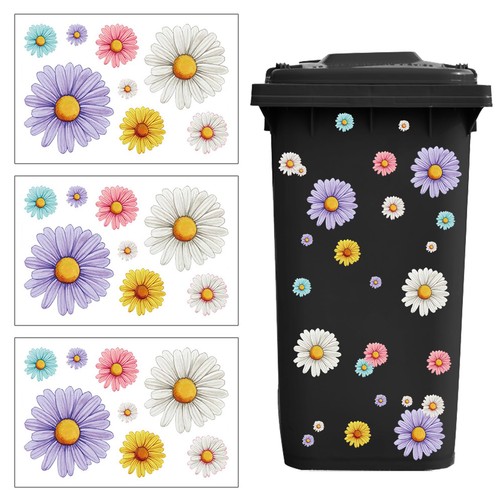 Wheelie bin stickers - stickers, flowers