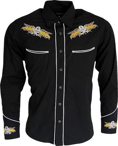 Relco cowboy skull flame shirt - flame,