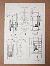 Examples of Clock Parts (Horology)- Antique Print - 1875