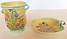 Crown Devon dish and vase Art Deco, Daffodils pattern