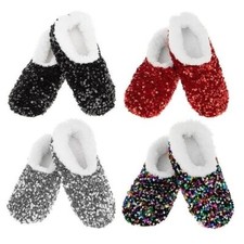 Women's Sequins Slippers Snoozies Size Medium 5-6