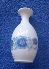 Wedgwood Bud Vase "Clementine" White, Turquoise Floral -(F)