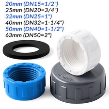 PVC Female Thread End Cap Pipe Fitting Plumbing Stopper Gasket 20 25 32 40 -63mm