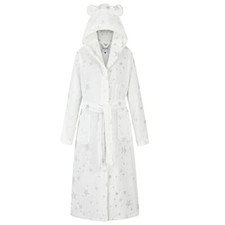 Girls Boys Kids Dressing Gown Fluffy Hooded Housecoat Fleece Sleepwear Robe