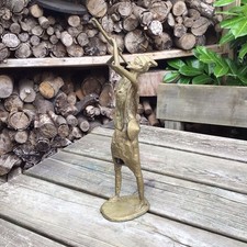 Old Vintage Large African Heavy Filled Bronze Male Figure Playing An Instrument