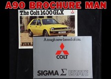 2  1978 MITSUBISHI COLT 1400 & SIGMA ESTATE UK MARKET CAR DEALER SALES BROCHURES