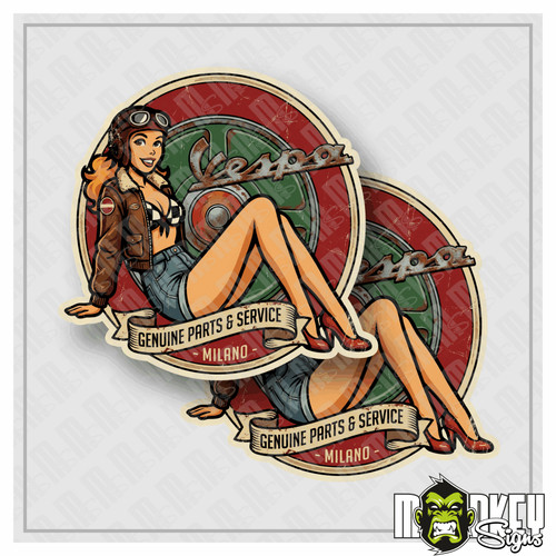 Vespa pinup vintage sticker - pinup,