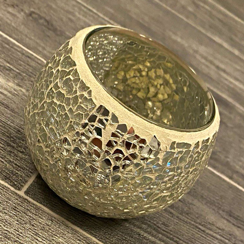 Silver crackle glass tea - silver,
