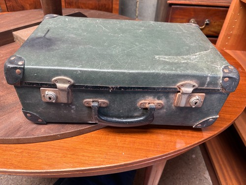 Small vintage green suitcase - vintage,