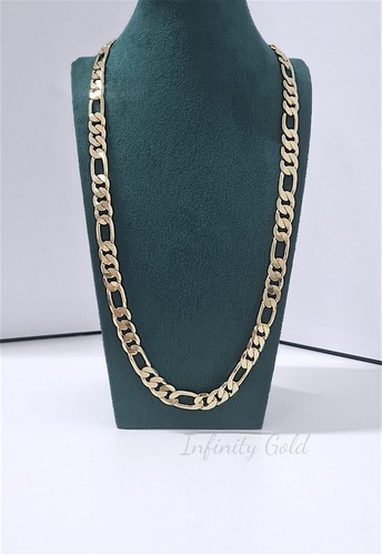 9ct gold 10mm figaro chain - xp,