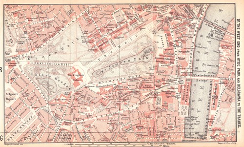 London antique map 1889 - map,
