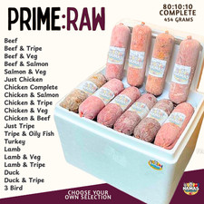 PRIME RAW DOG FOOD FROZEN 454g ROLLS 80:10:10 BULKBUY VALUE PREMIUM QUALITY