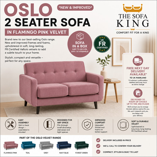 Flamingo pink velvet sofa - flamingo, 2