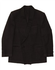 HIGH SKY Mens Double Breasted Blazer Jacket UK 38 Medium Black Striped DH06