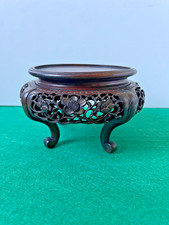 Chinese carved wooden vase - carved,