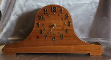 Vtg Wooden Mantel Clock Works