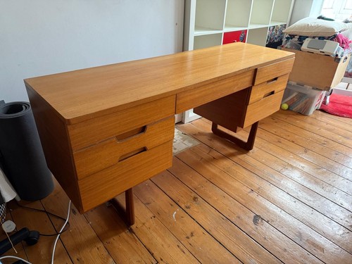 Mid century teak desk - mid-century,