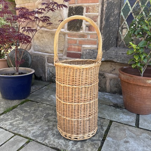 Vtg wicker rattan tall basket - vtg,