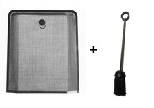black fireguard freestanding fireside fire guard screen sparkguard cover + brush
